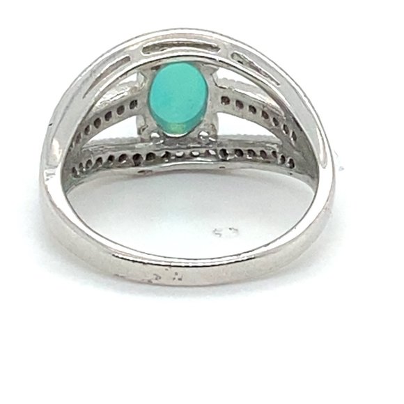 Blue Opal 1.57ct Platinum Finish Solid 925 Sterling Silver Ring - Picture 5 of 7